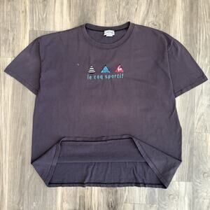 Vintage 1990s Sun Faded Gradient T-Shirt Men's Size XL Le Coq Sportif Dark Blue